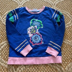 Hanna Andersson Girls Size 149 Floral Blue Top